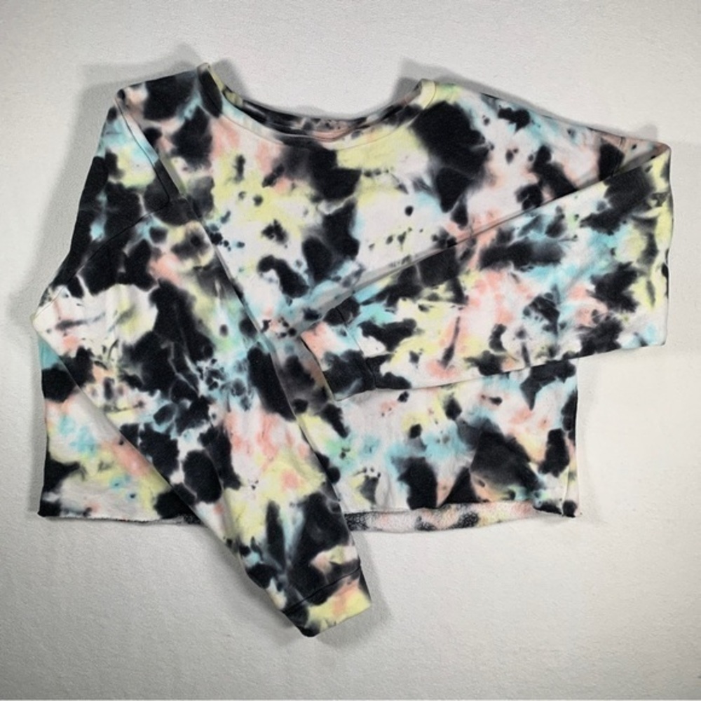 Colsie Tie-Dye Fleece Lounge Crop Sweatshirt TARGET long sleeve pink mint black